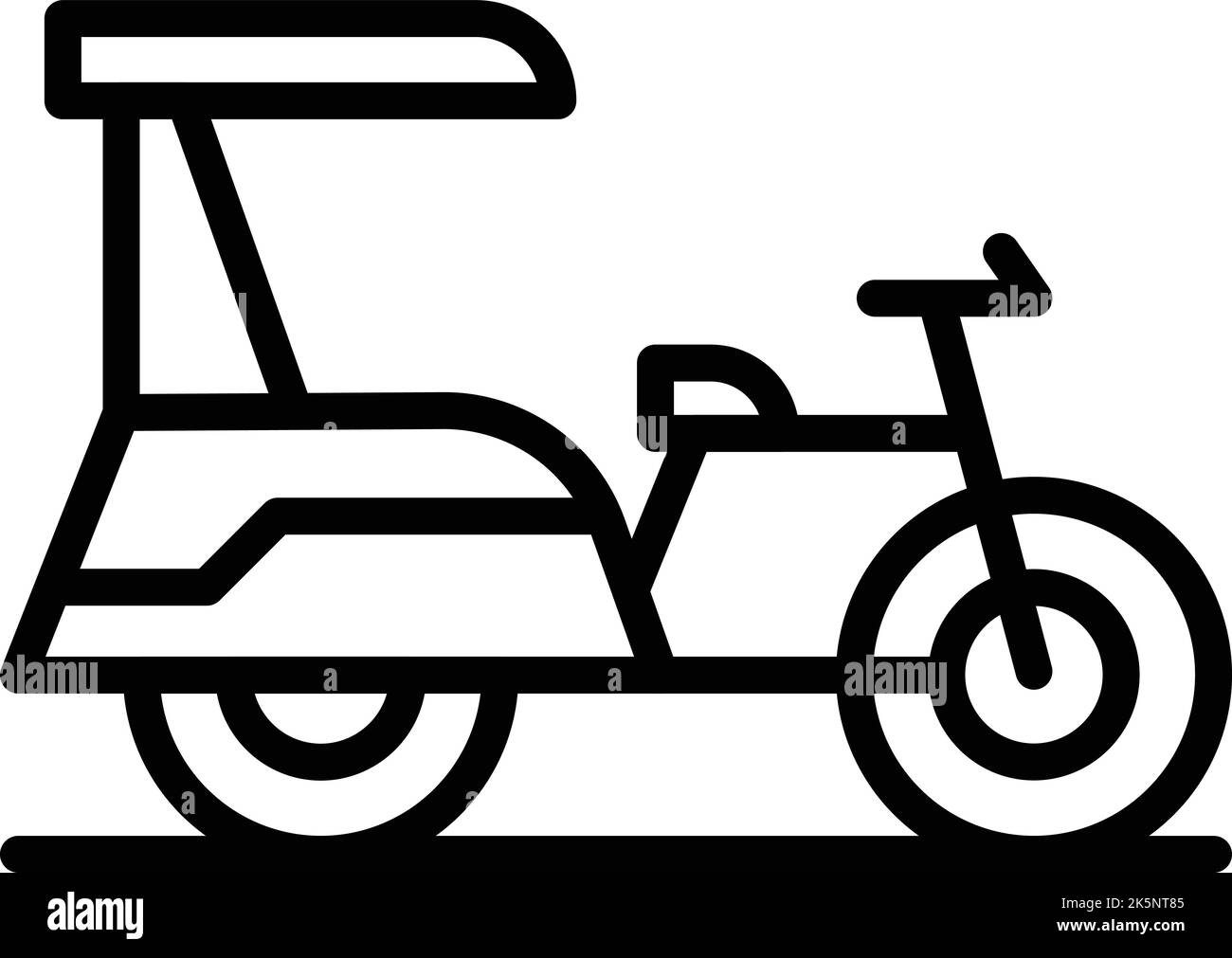 Vecteur de contour d'icône de tricycle de chariot. Vieux trishaw. Vélo indien Illustration de Vecteur