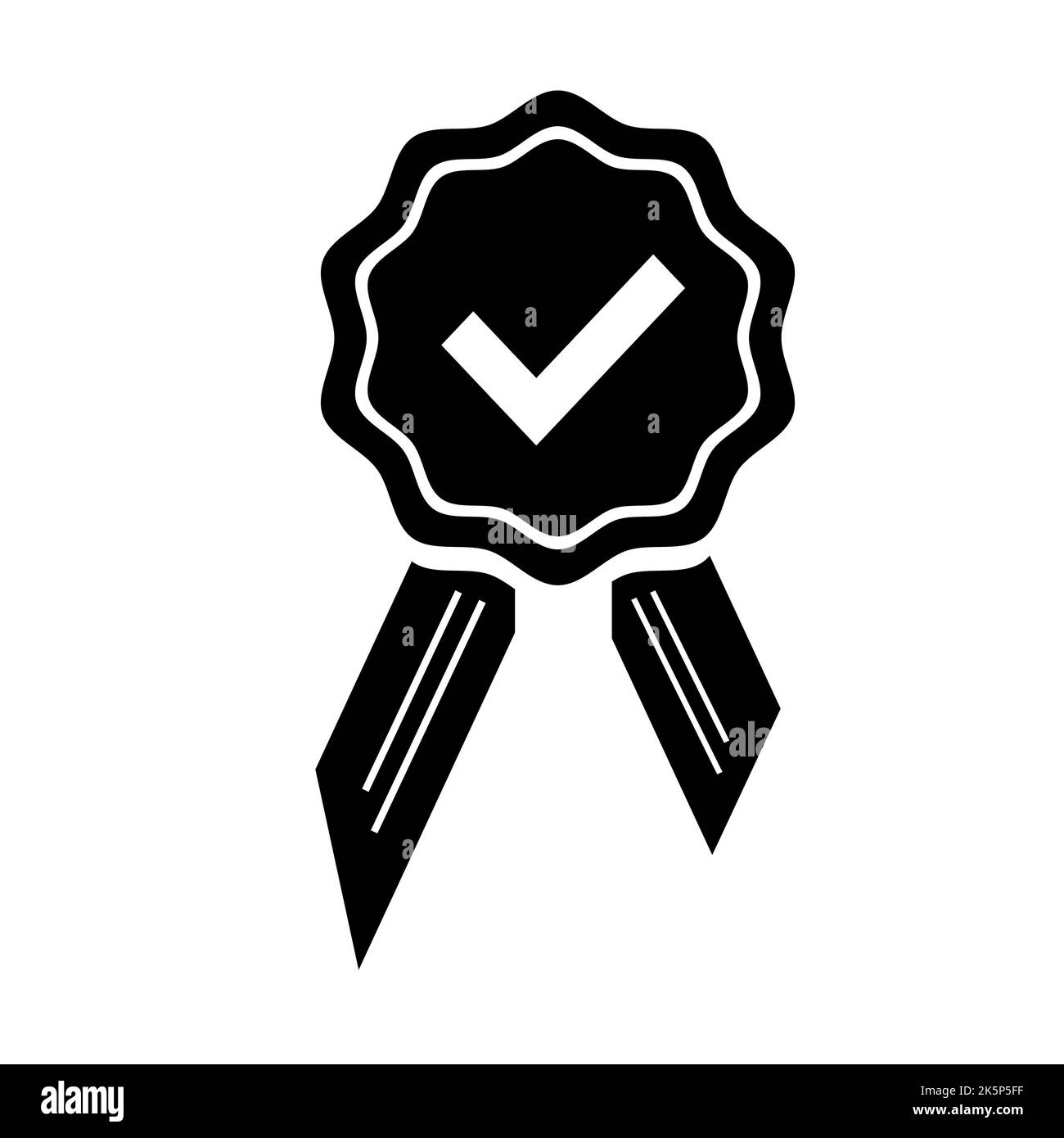 Icône de médaille approuvée ou certifiée dans un modèle plat. Icône de rosette. Prix Banque D'Images