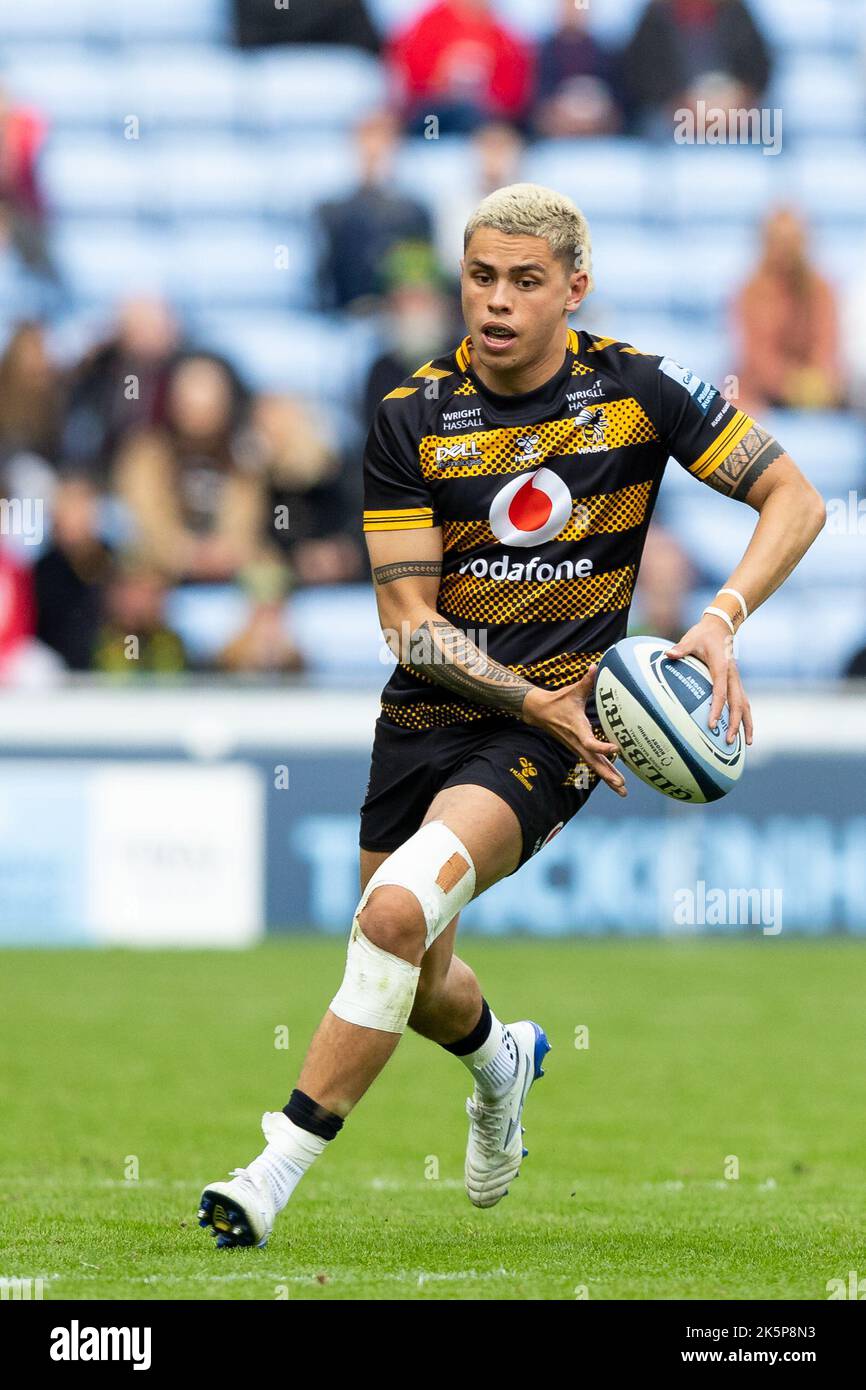 Jacob Umaga de Wasps Rugby pendant le match de Premiership Gallagher Wasps vs Northampton Saints à Coventry Building Society Arena, Coventry, Royaume-Uni, 9th octobre 2022 (photo de Nick Browning/News Images) Banque D'Images