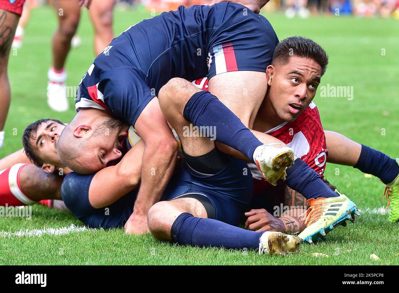 Halifax, Angleterre -8th octobre 2022 - Rugby League Pre World Cup International friendly, Tonga contre la France au MBI Shay Stadium, Halifax, Royaume-Uni Banque D'Images