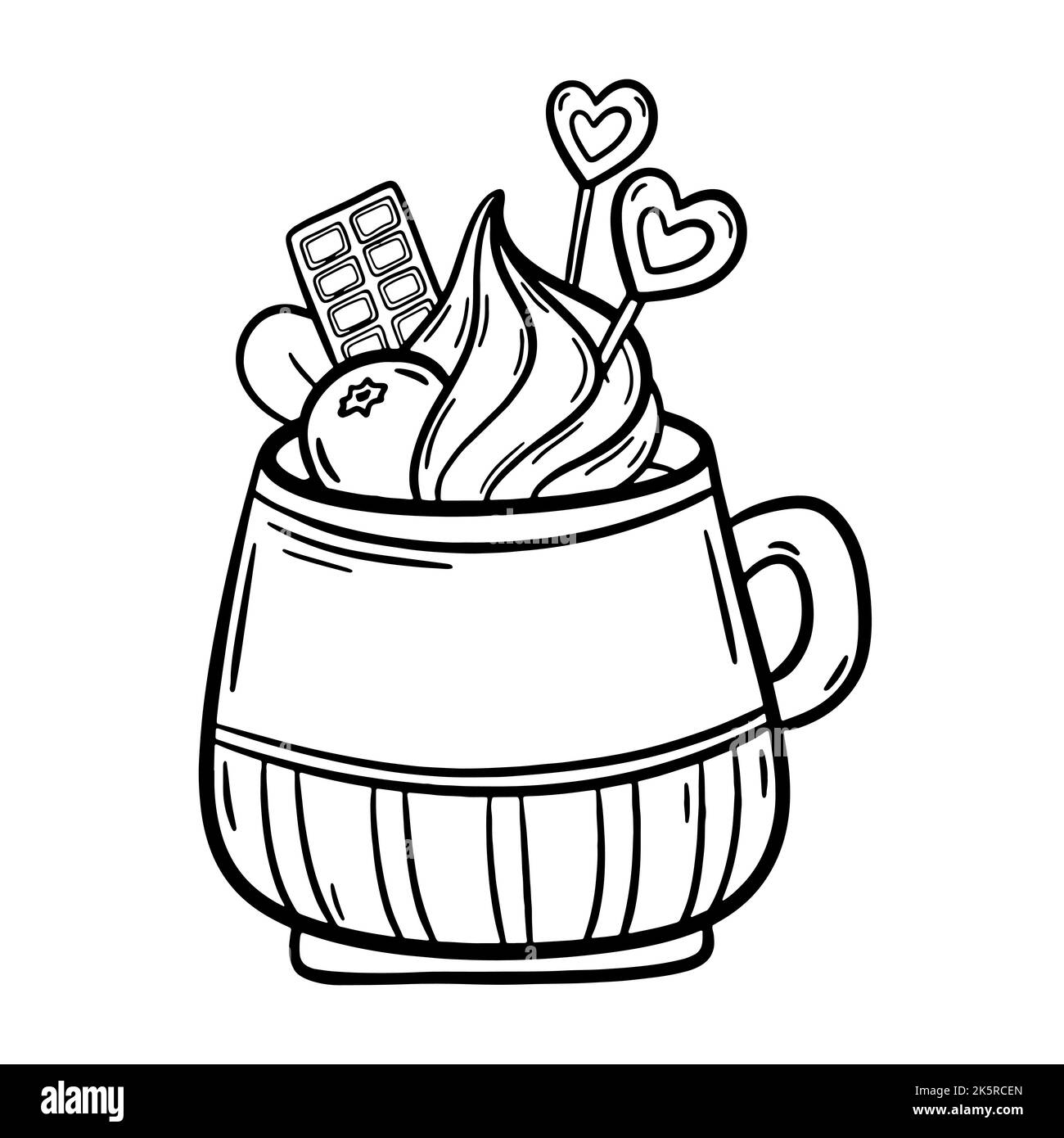 Tasse de Noël avec chocolat chaud ou café avec crème fouettée et