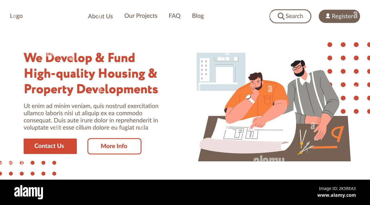 Nous développons et finançons un site Web de logement de haute qualité Illustration de Vecteur