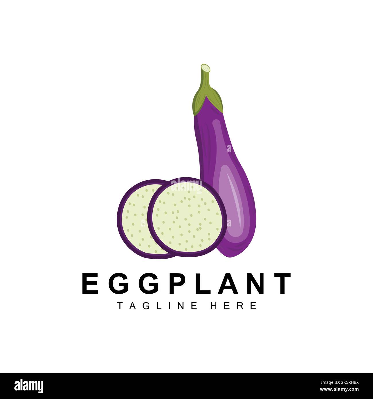 Logo de l'aubergine, illustration des légumes violet vecteur de plantation de légumes, modèle d'icône de marque de produit Illustration de Vecteur