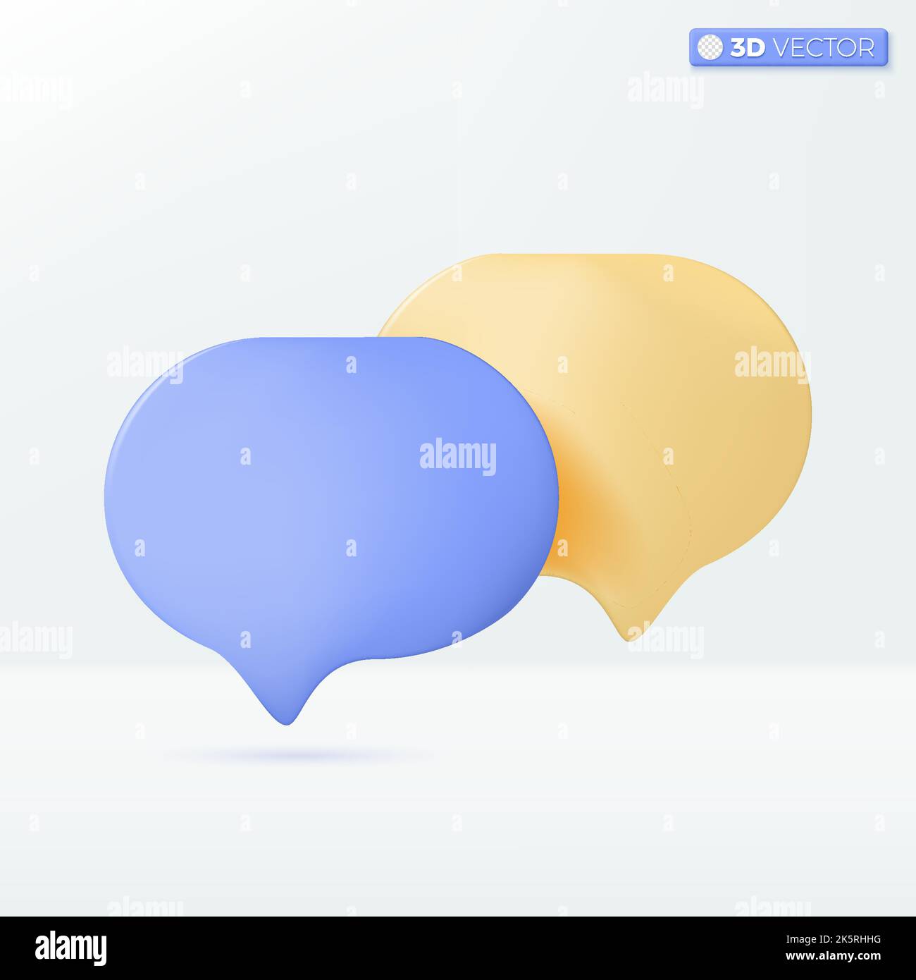 Symboles d'icône de lissage de bulle de dialogue ou de discussion. Concept de chat, message, conversation. 3D illustrations vectorielles isolées. Dessin animé pastel minimal Illustration de Vecteur