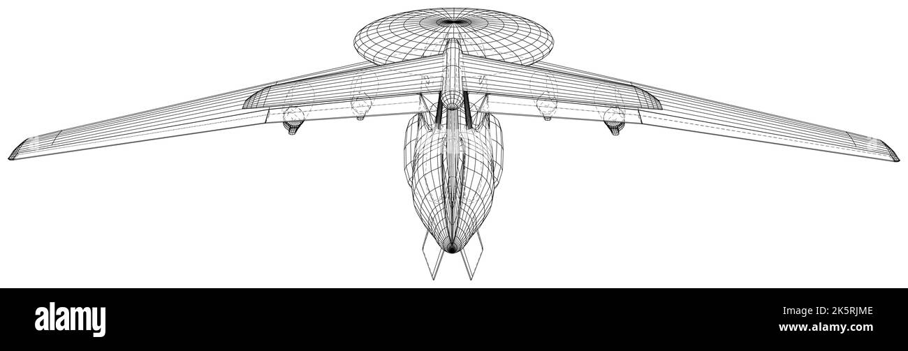 Dessin vectoriel d'avions de contrôle et d'alerte rapide aéroportés. Illustration et infographies. Vecteur créé de 3D. Illustration de Vecteur