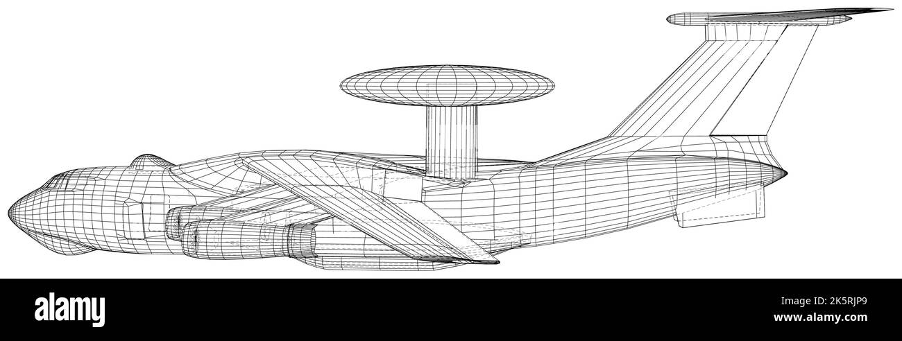 Plan radar Sentinelle AWACS. Les couches de lignes visibles et invisibles sont séparées. Format EPS10 Illustration de Vecteur