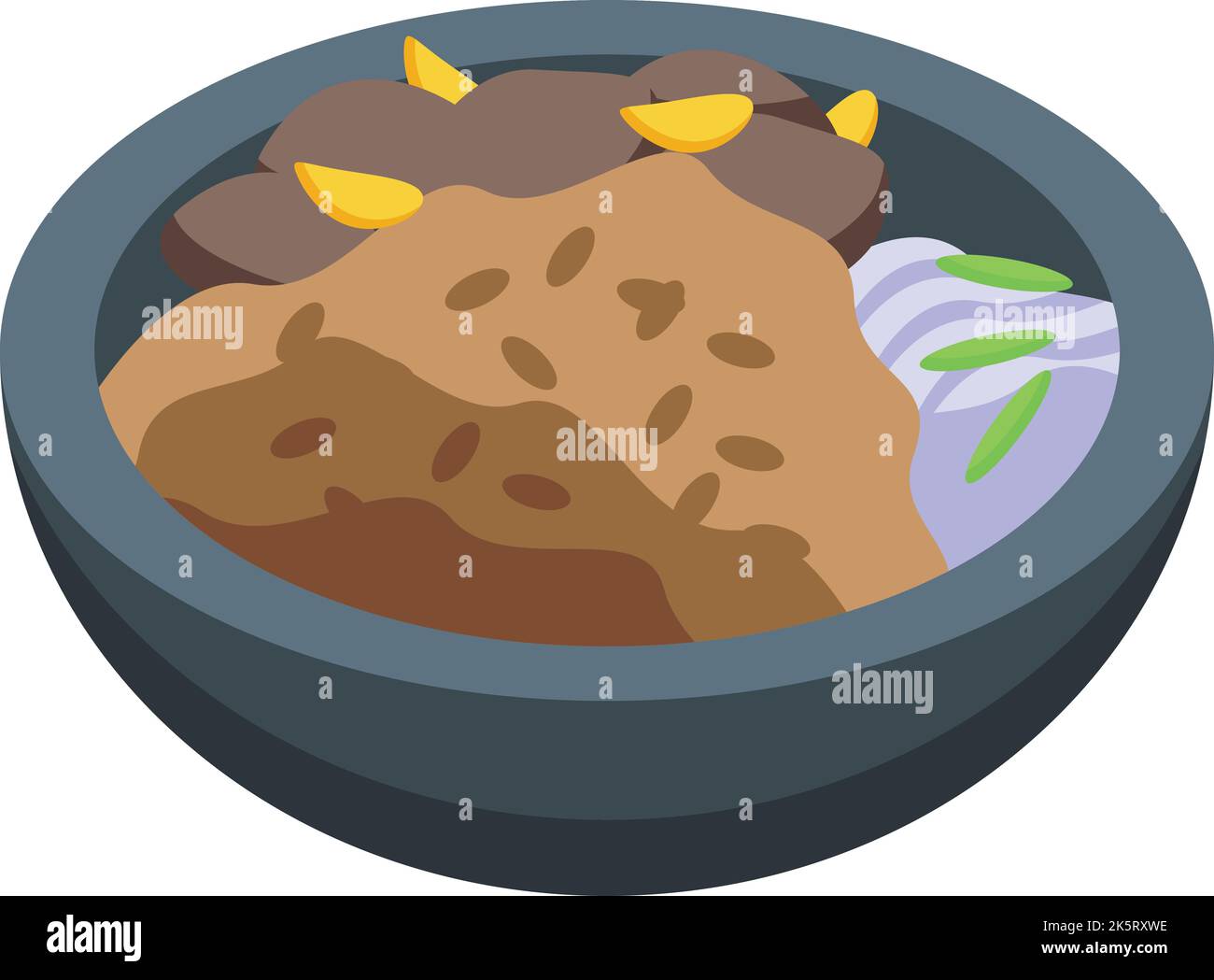 Vecteur isométrique de l'icône de la nourriture de riz. Plats. Une cuisine délicieuse Illustration de Vecteur