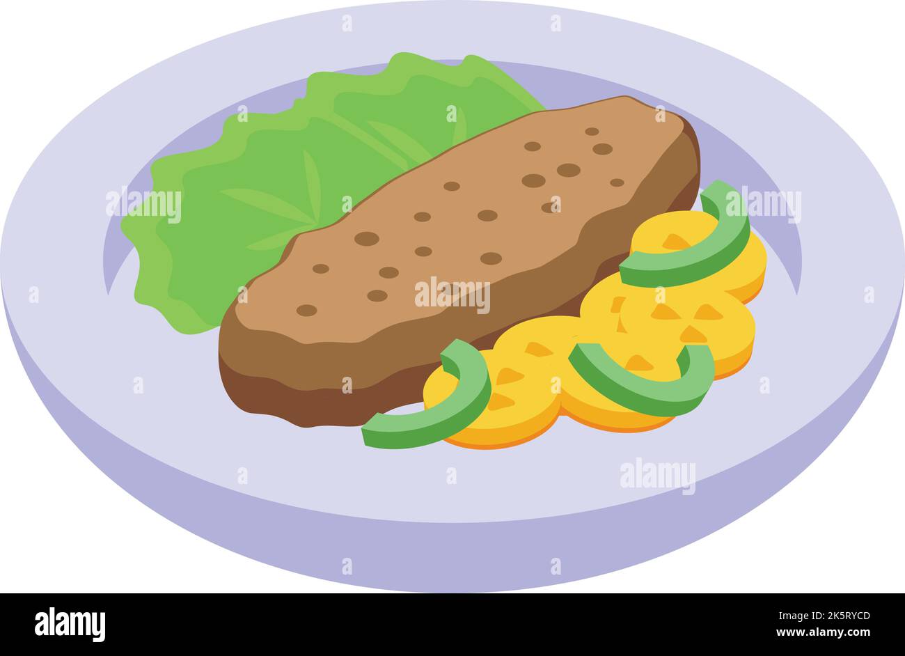 Icône de découpe de viande vecteur isométrique. Nourriture de poulet. Plat Illustration de Vecteur