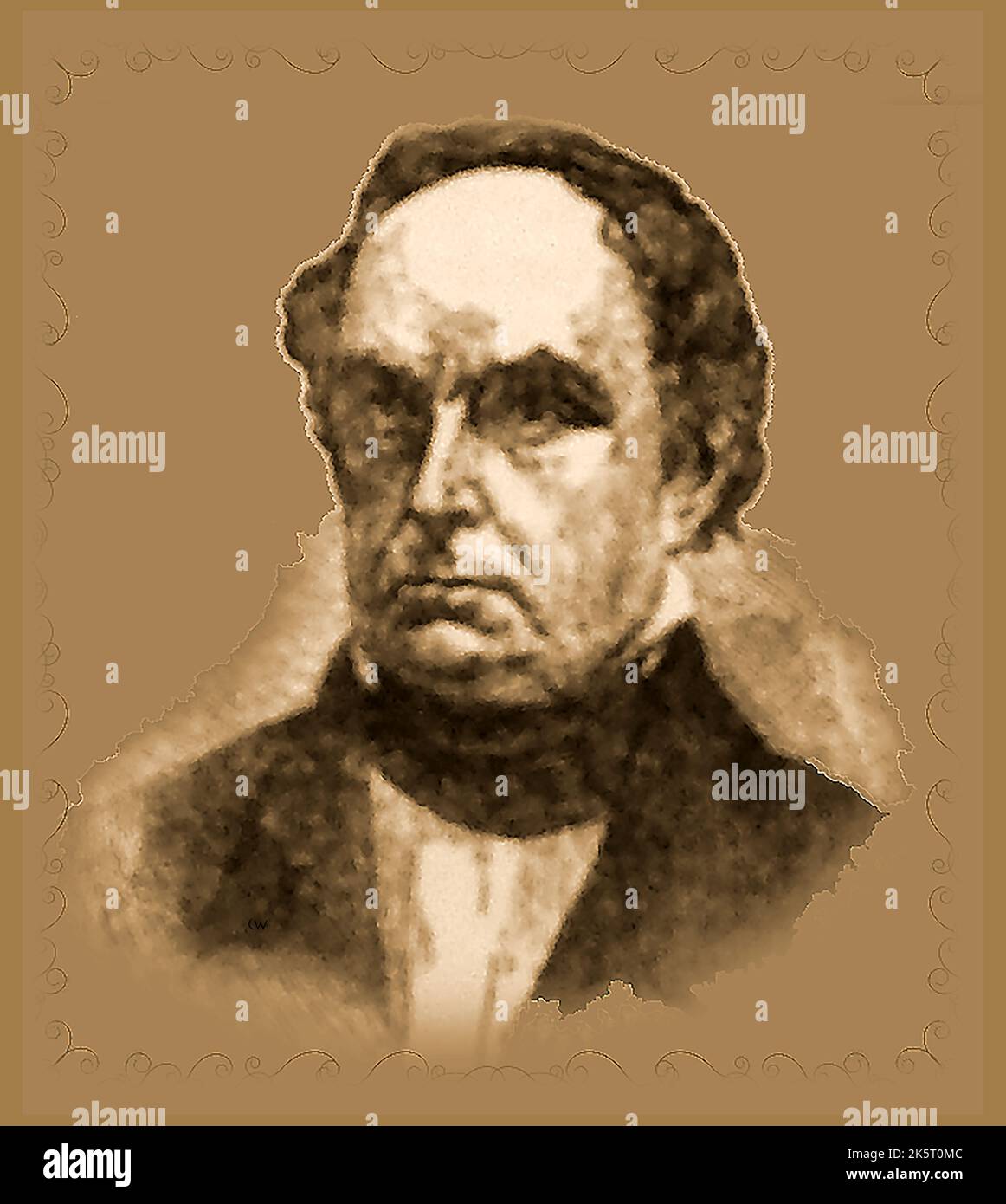 Un portrait de l'homme d'État américain Daniel Webster. ( 1782 – 1852) avocat et homme d'État américain qui a représenté le New Hampshire et le Massachusetts au Congrès américain. Il a été secrétaire d'État des États-Unis sous les présidents William Henry Harrison, John Tyler et Millard Fillmore. Banque D'Images
