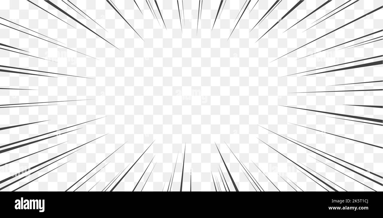 Fond transparent Manga, rayons en rafale vecteur super héros, éclat explosif, effet de mouvement rapide. Explosion de bande dessinée, animation BD flash cadre vide, bordure monochrome avec lignes radiales ou faisceaux Illustration de Vecteur