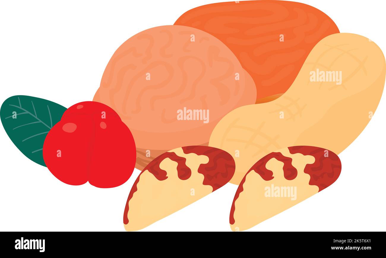 Icône Nut Food vecteur isométrique. Noix de cajou, cerise de la barbade. Nutrition organique, alimentation en protéines Illustration de Vecteur