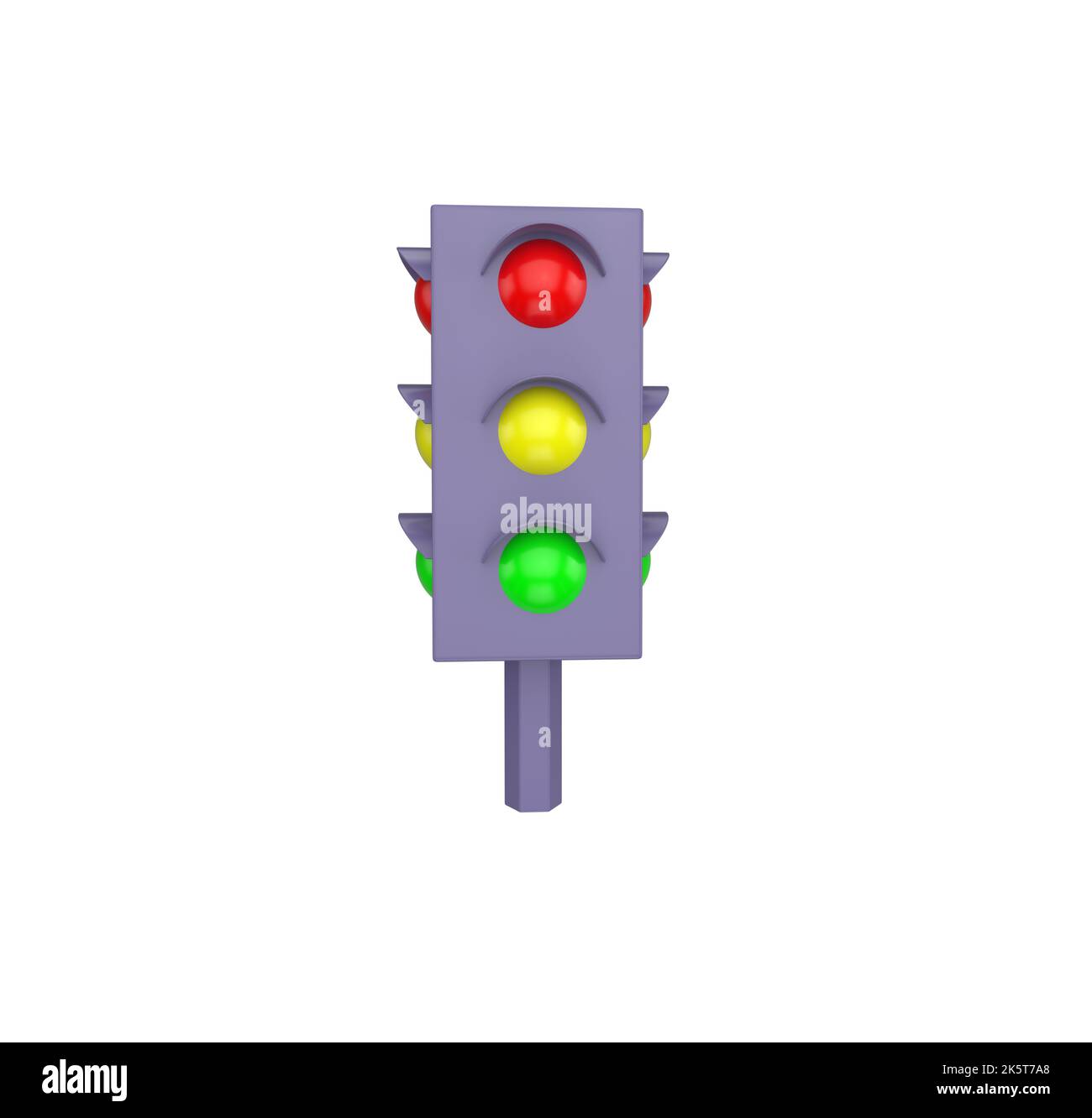 3D Illustration minimum feu de circulation, signal de circulation avec feu rouge, jaune et vert. Système de signalisation pour le contrôle de la conduite de sécurité Banque D'Images