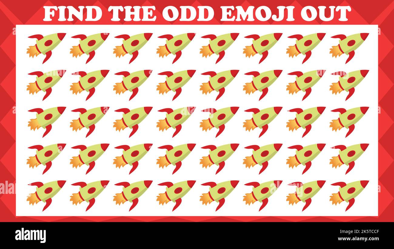 Trouvez l'Odd Emoji Out, jeu de puzzle de logique visuelle. Jeu d'activité pour enfants. Illustration vectorielle. Illustration de Vecteur