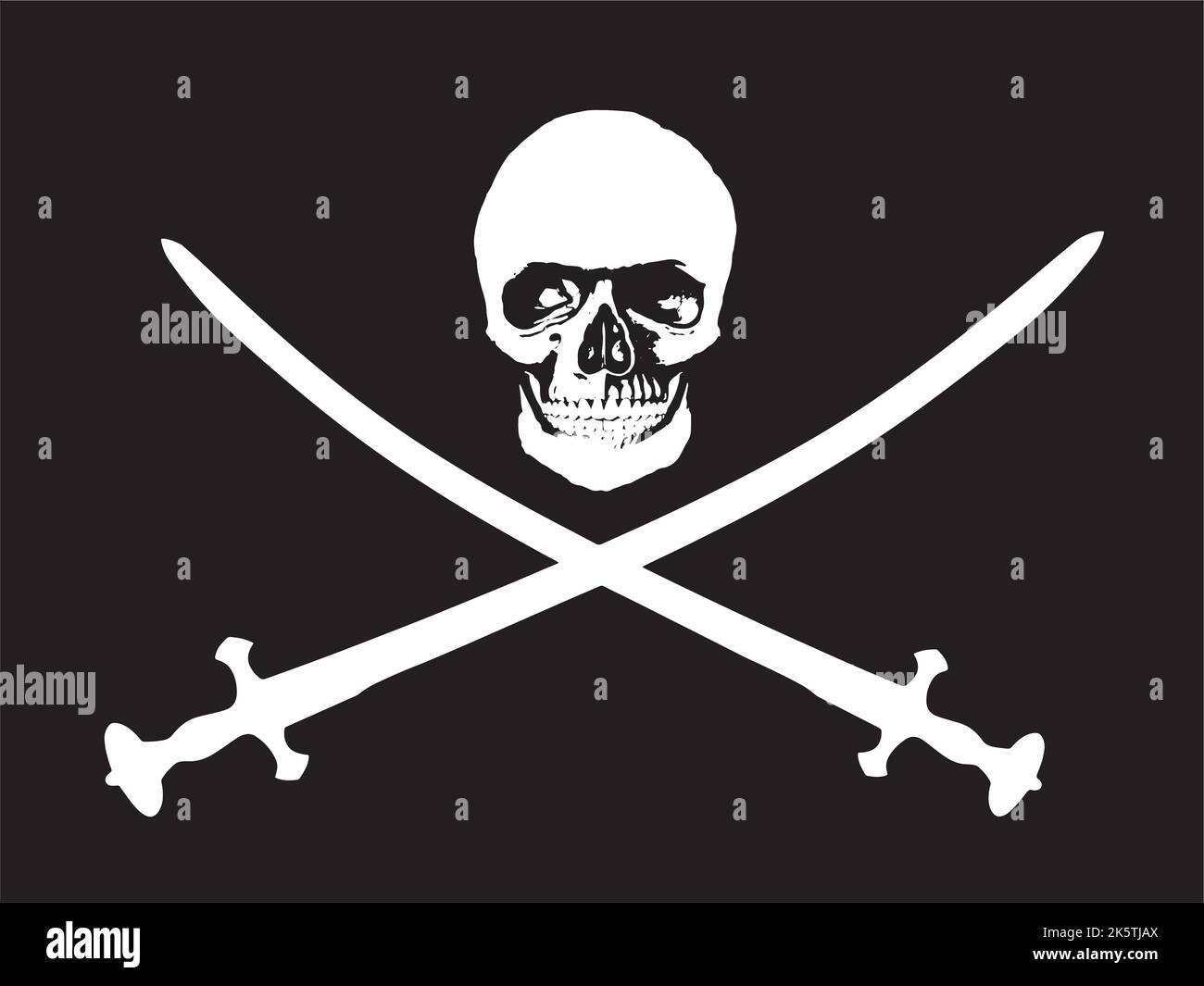 Œuvre d'art noir et blanc drapeau pirate pour n'importe quel usage. Illustration de Vecteur