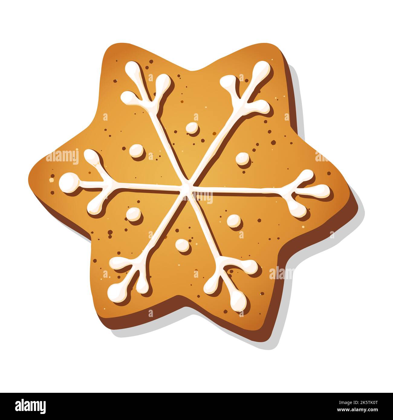 Biscuit de pain d'épice de Noël en forme d'étoile isolée sur fond blanc. Illustration du vecteur de vacances. SPE 10 Banque D'Images