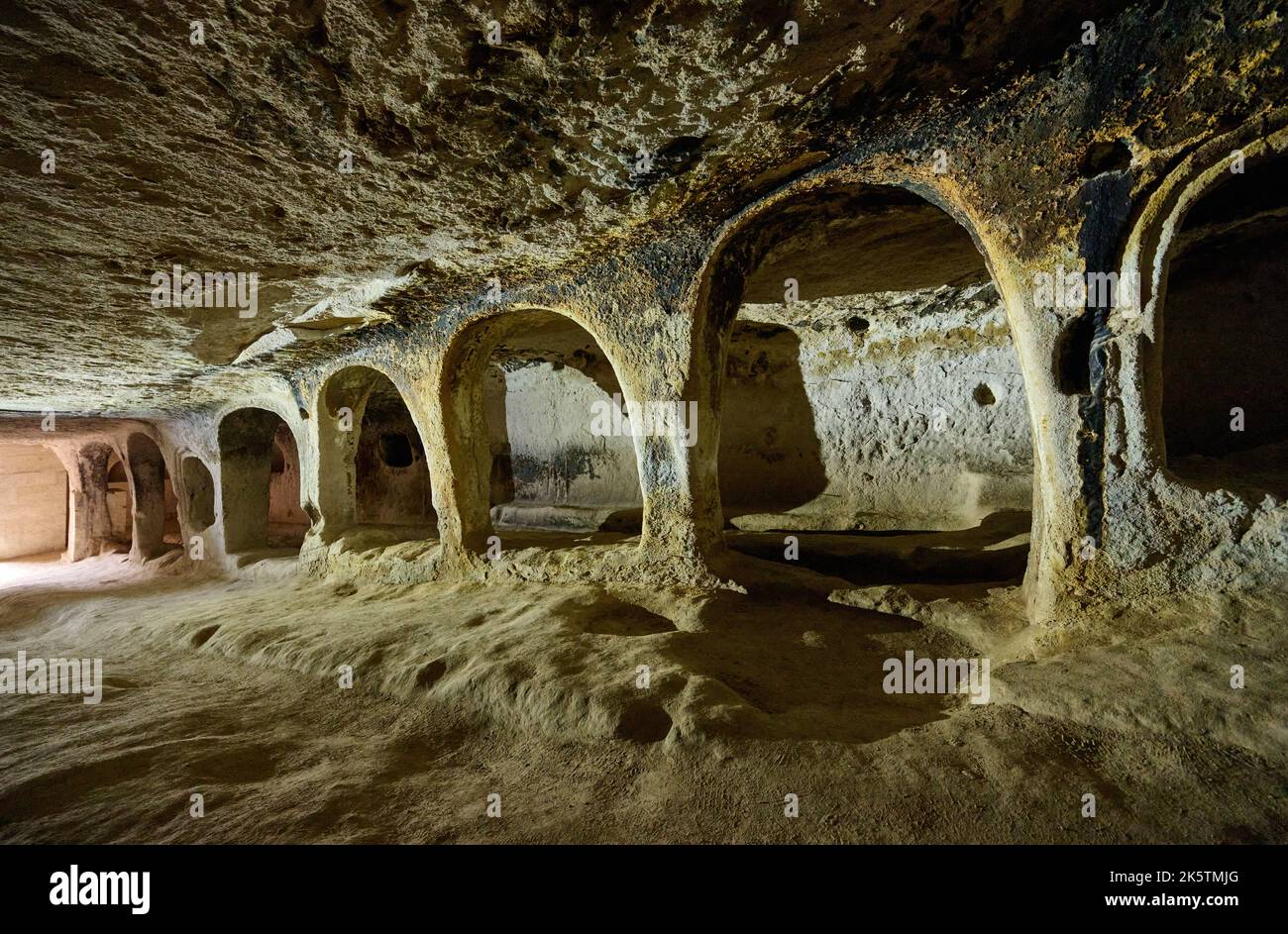 Habitations troglodytiques dans le monastère de Keslik, Cappadoce, Anatolie, Turquie Banque D'Images