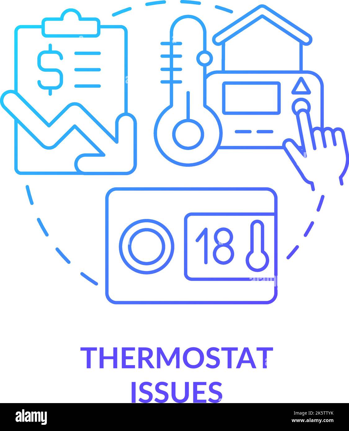 Le thermostat émet une icône de concept de gradient bleu Illustration de Vecteur