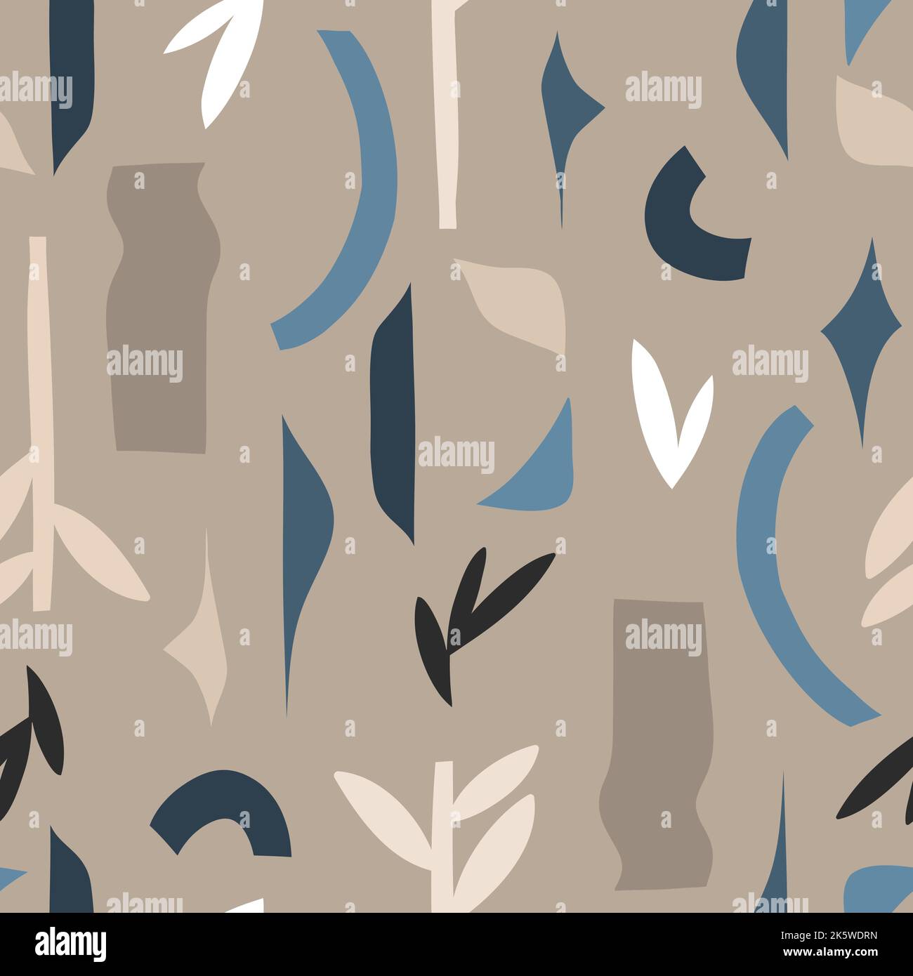 Dessin à la main vecteur abstrait stock graphique illustration art motif sans couture, avec collage moderne nature imprimé contemporain de formes géométriques boho Illustration de Vecteur