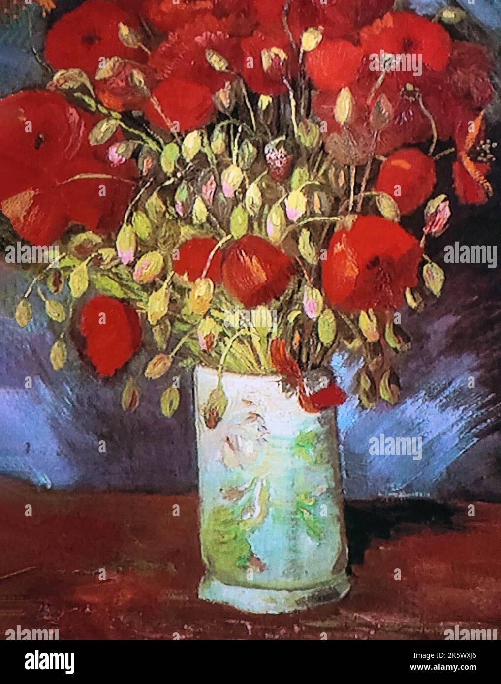 Coquelicots rouges dans un vase peint par Vincent Van Gogh Banque D'Images