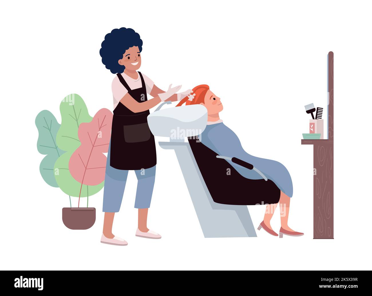 Salon de coiffure procédures 2D vecteur isolé illustration Illustration de Vecteur