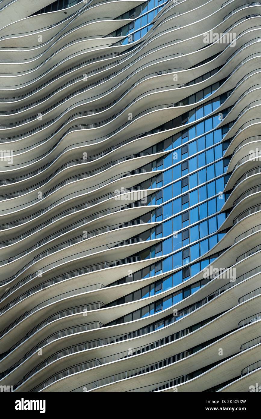 Aqua résidentiel gratte-ciel, Chicago, Illinois, États-Unis Banque D'Images