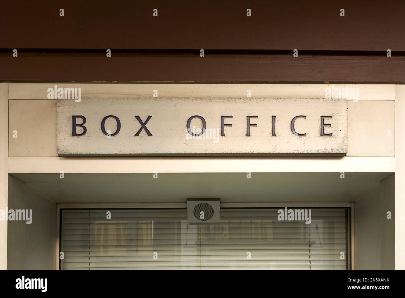 Gros plan d'une affiche de bureau de boîte de théâtre Banque D'Images