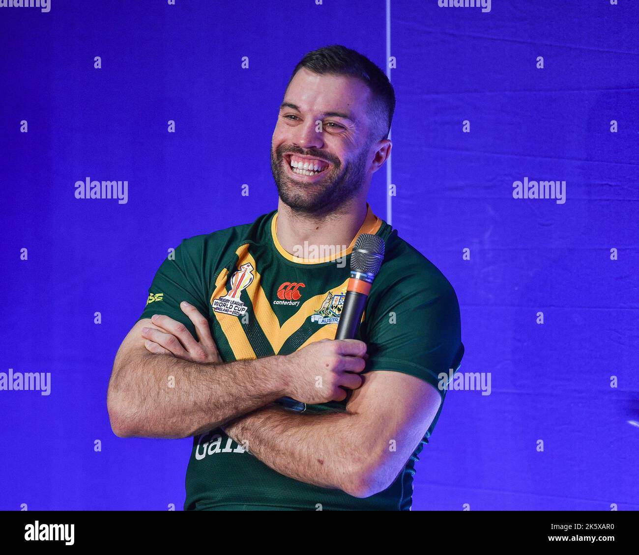 Manchester, Angleterre - 10th octobre 2022 - le capitaine australien James Tadesco coupe du monde de rugby RLWC 2021 Launch, vs au Science Museum, Manchester, Royaume-Uni Banque D'Images