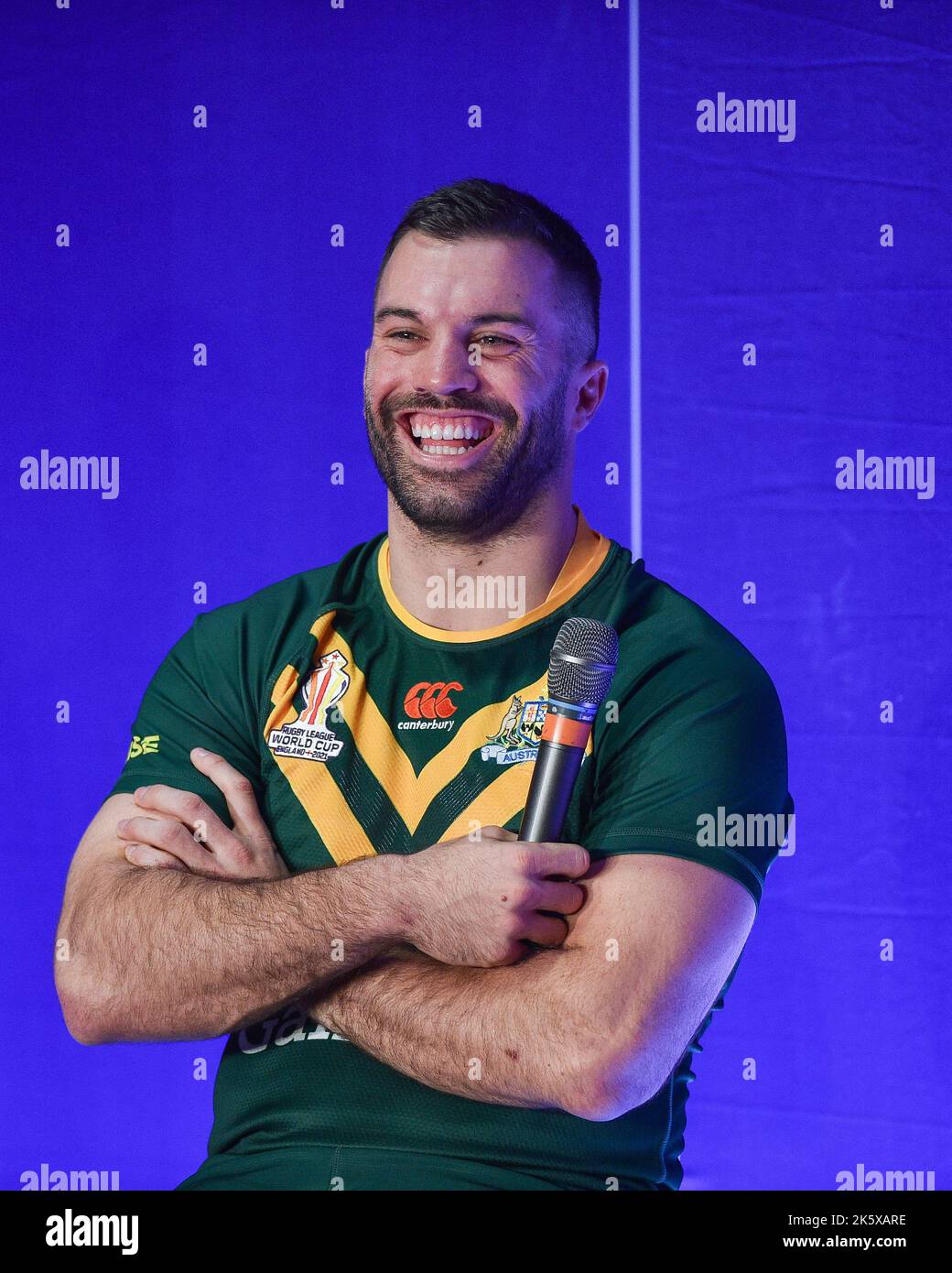 Manchester, Angleterre - 10th octobre 2022 - le capitaine australien James Tadesco coupe du monde de rugby RLWC 2021 Launch, vs au Science Museum, Manchester, Royaume-Uni Banque D'Images