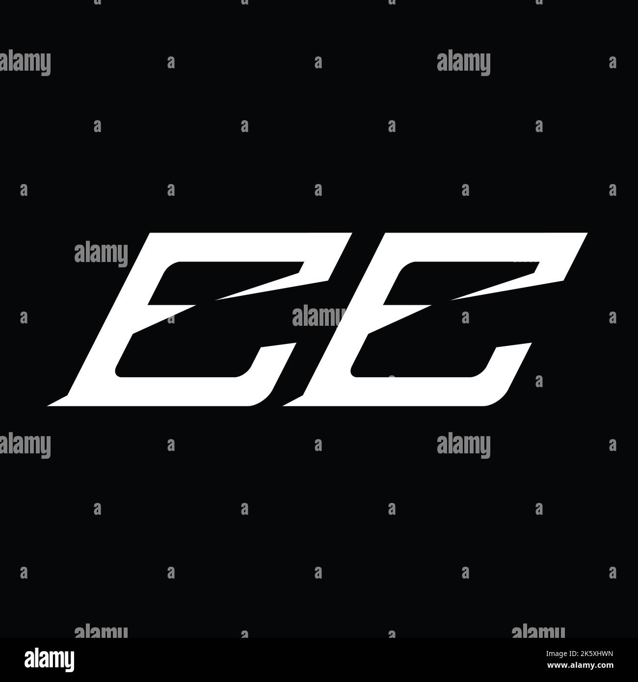 Logo EE lettre monogramme avec modèle en forme de tranche Banque D'Images