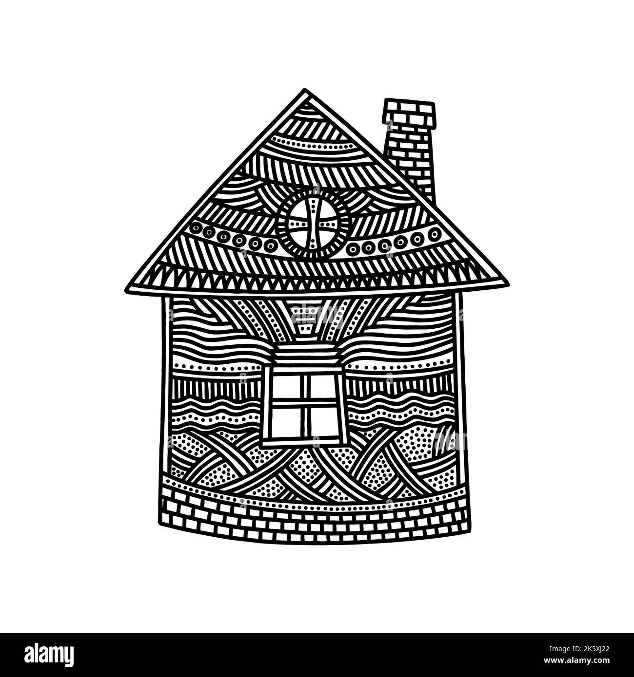 Illustration de style Doodle. Une maison de conte de fées, un élément de design. Illustration de Vecteur