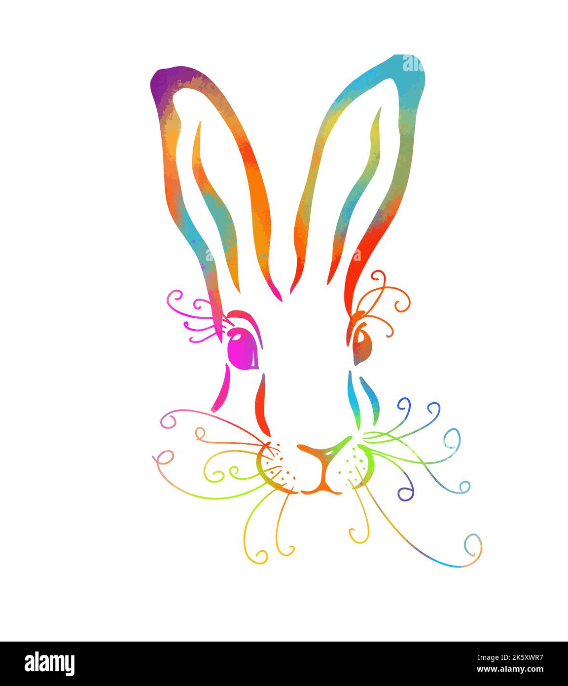 face colorée d'un lièvre. Illustration vectorielle Illustration de Vecteur