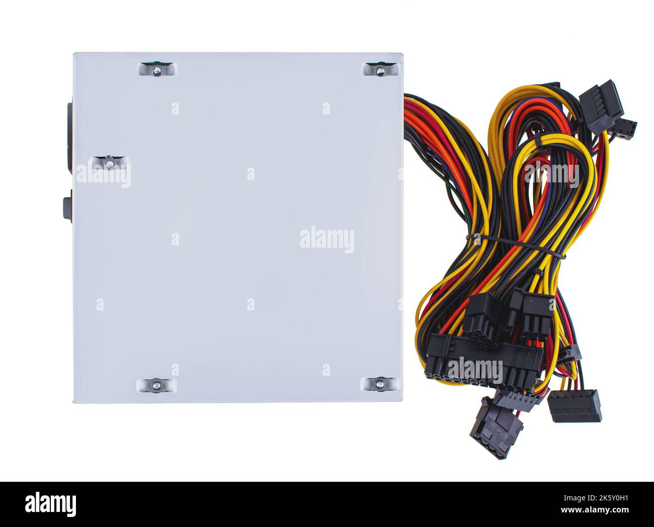 bloc d'alimentation pour un ordinateur, pièce de rechange pour un ordinateur, sur fond blanc Banque D'Images