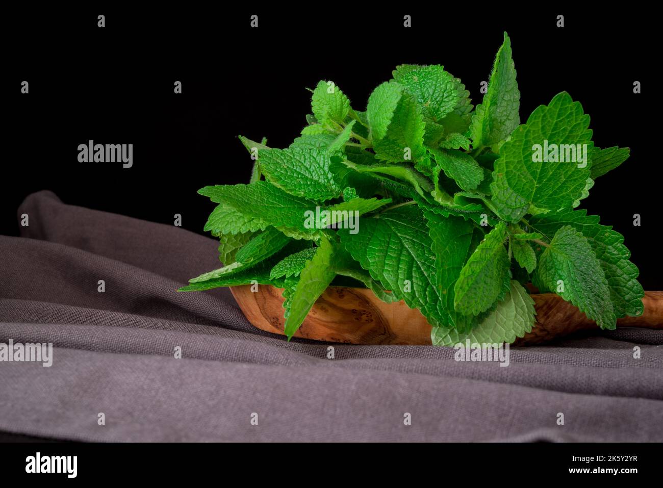 Baume de citron (herbe) attaché dans un bouquet sur fond blanc Banque D'Images