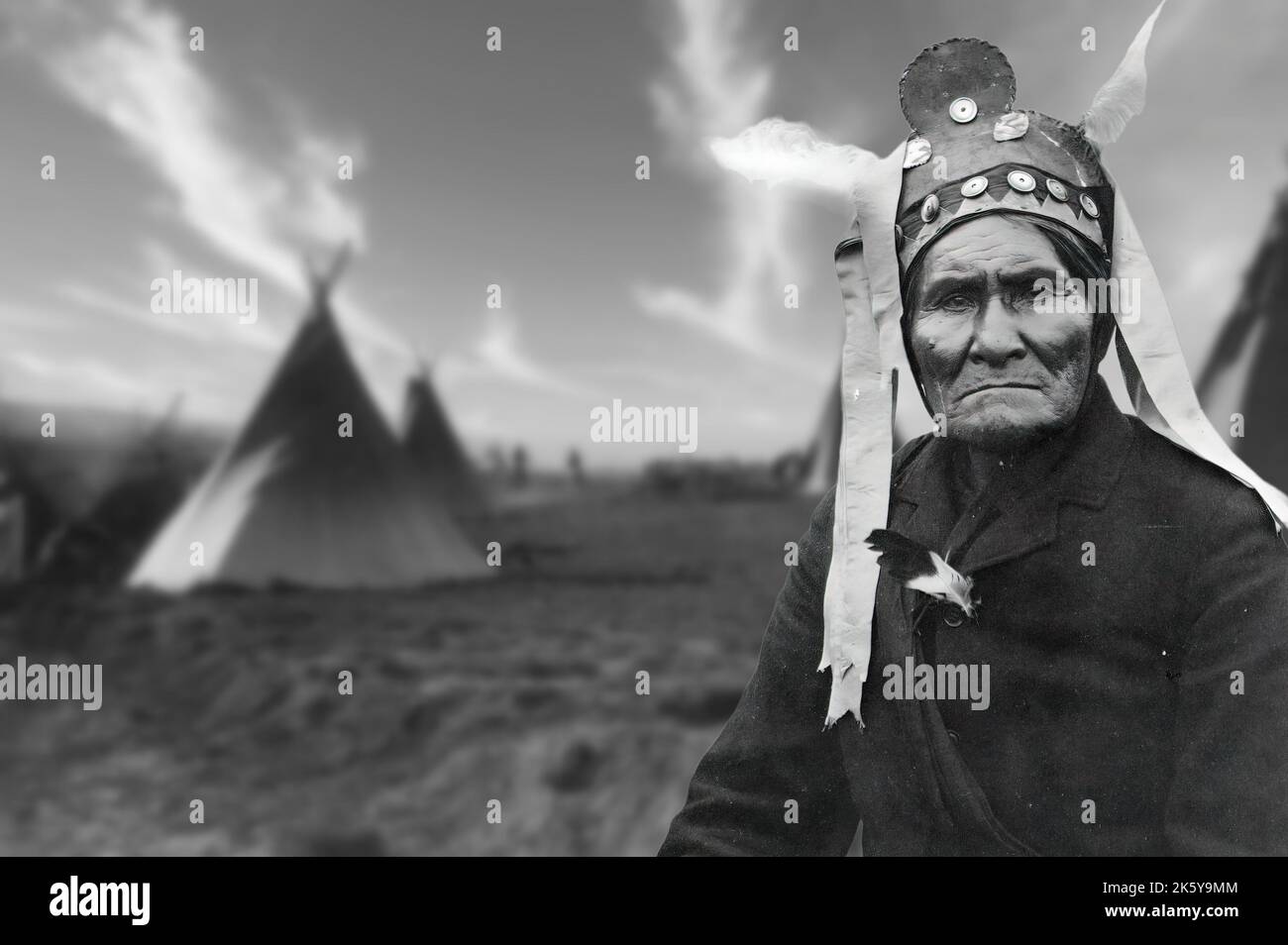 Geronimo a été le chef Apache le plus célèbre et a combattu pendant plus de vingt-cinq ans contre les États-Unis d'Amérique et son expansion à l'ouest. Banque D'Images