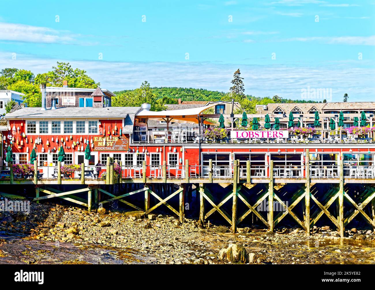 Restaurant Lobster sur la jetée de Bar Harbor Banque D'Images