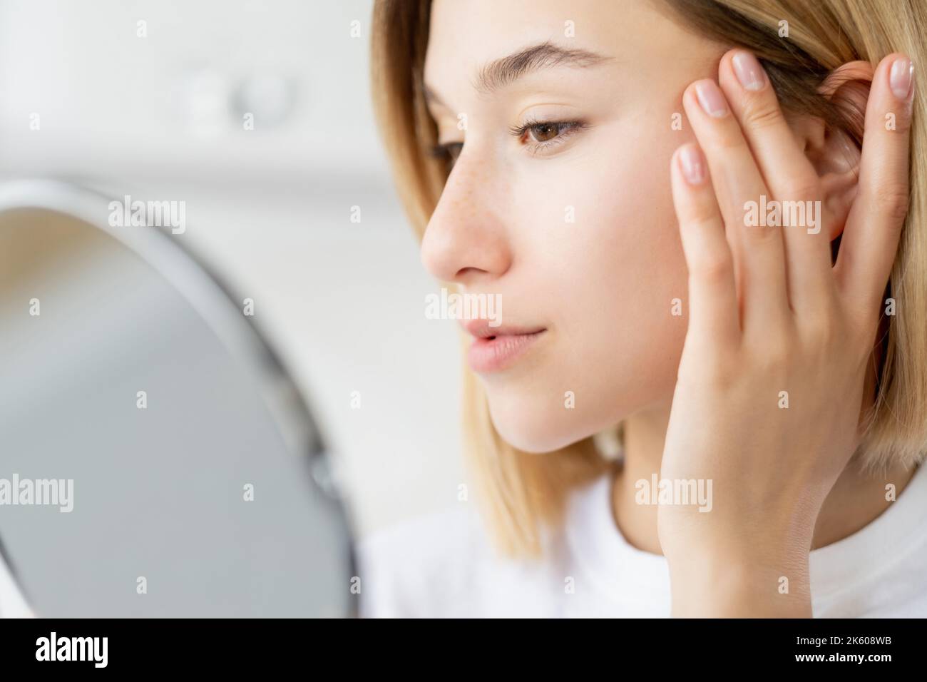 soin du visage beauté saine femme visage propre Banque D'Images