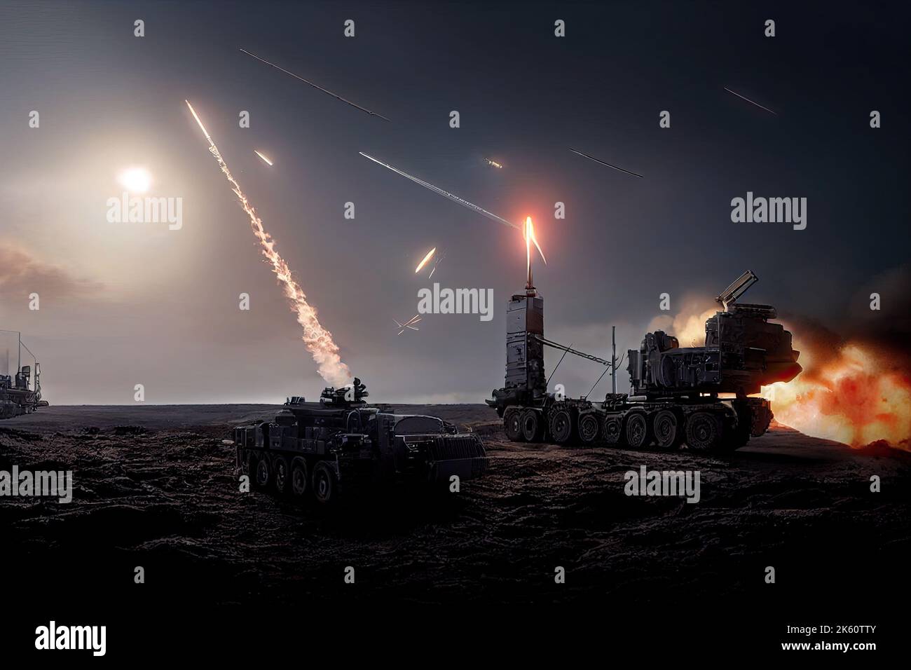 Un système de défense antimissile composé de chars antimissiles qui interceptent et détruisent