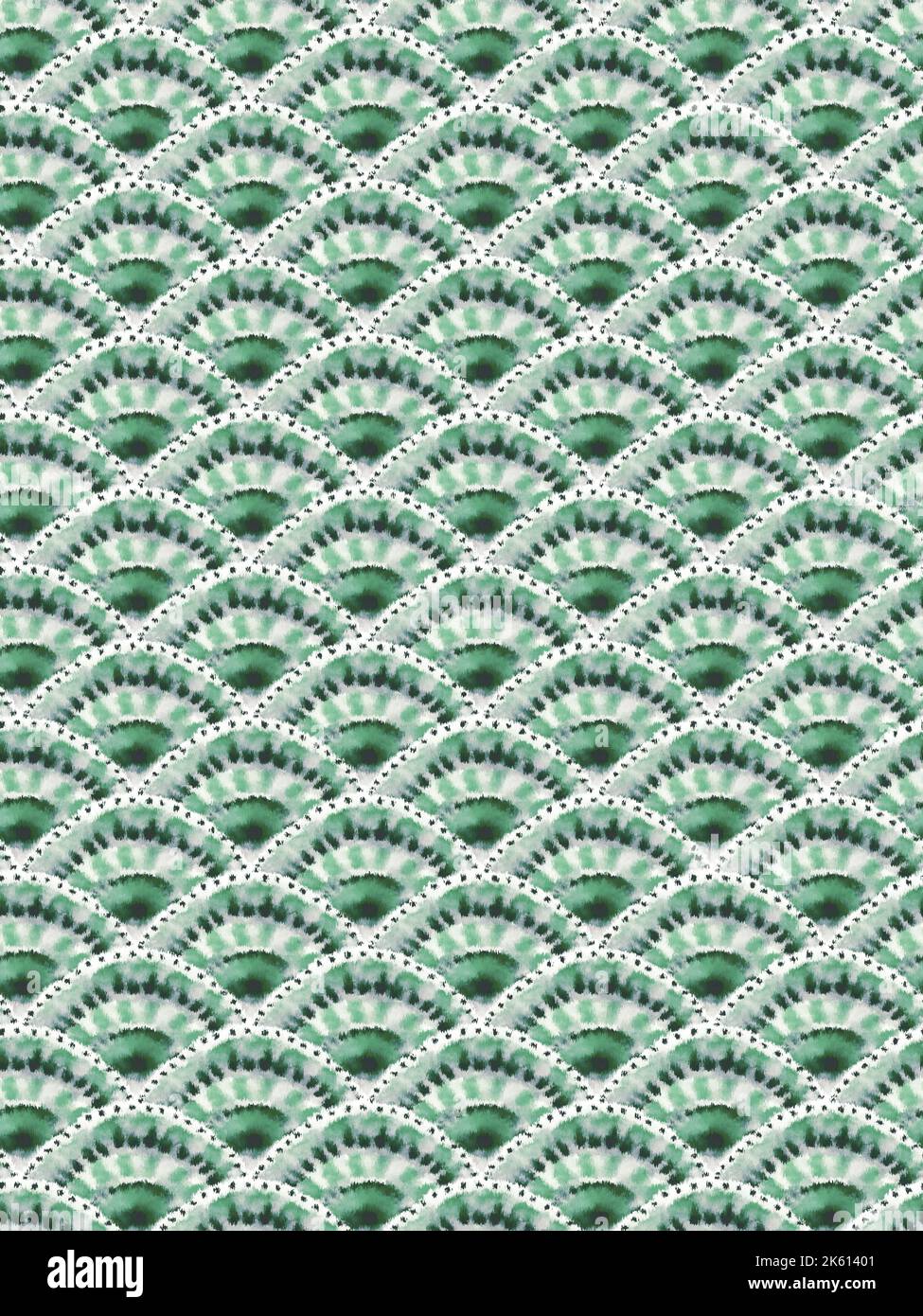Motif de feston aquarelle peint à la main sans couture, motif abstrait d'écailles de poisson, motif d'impression ornemental de feston en textile Banque D'Images