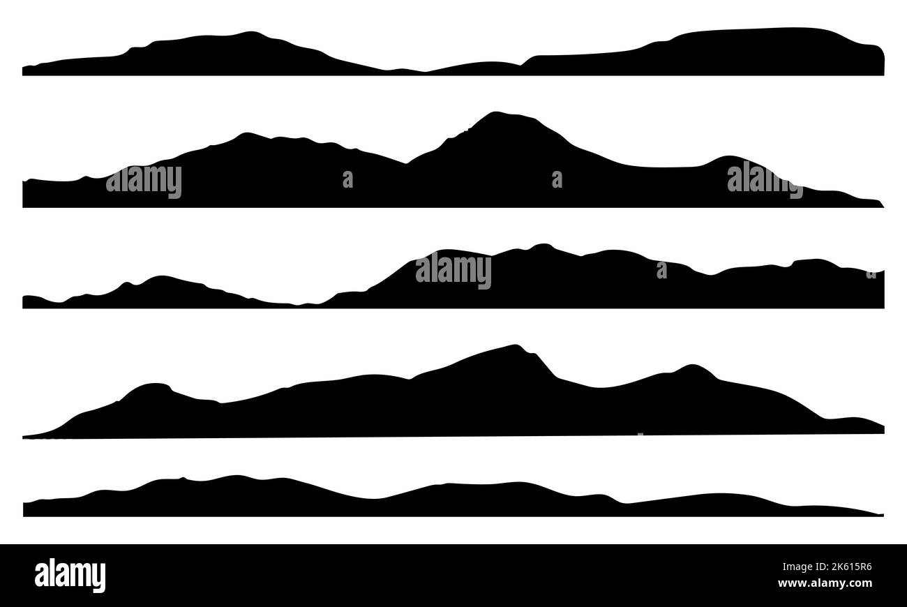 Icônes des silhouettes de montagne. Illustration vectorielle isolée sur fond blanc Illustration de Vecteur
