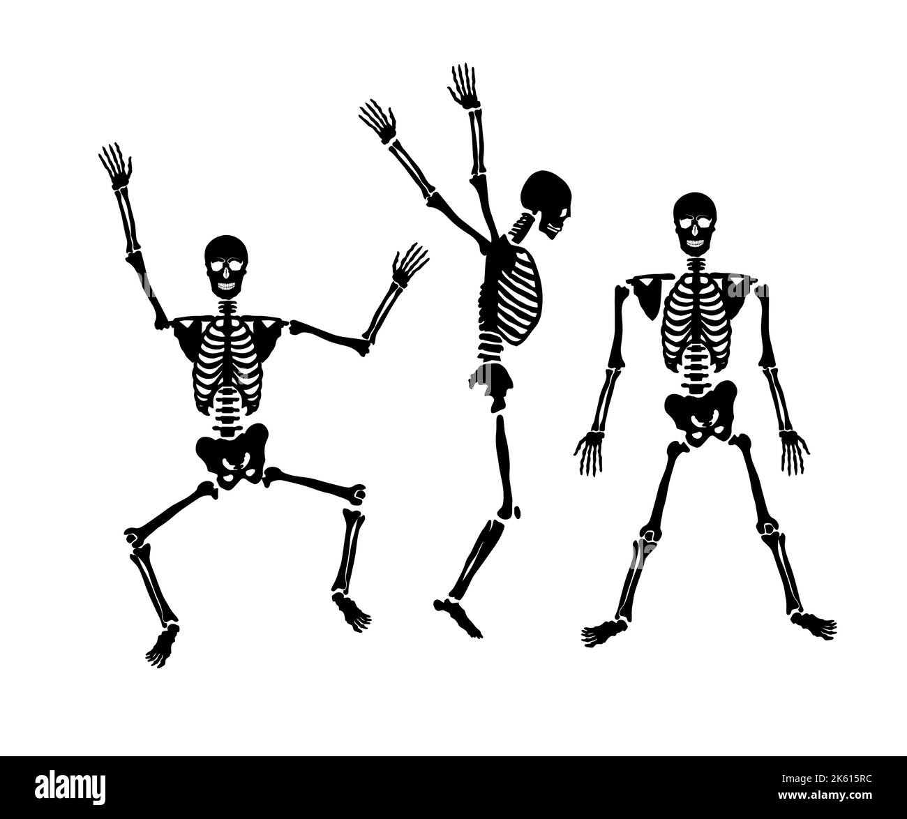 Objets de squelettes amusants. Illustration vectorielle pour halloween. Illustration de Vecteur