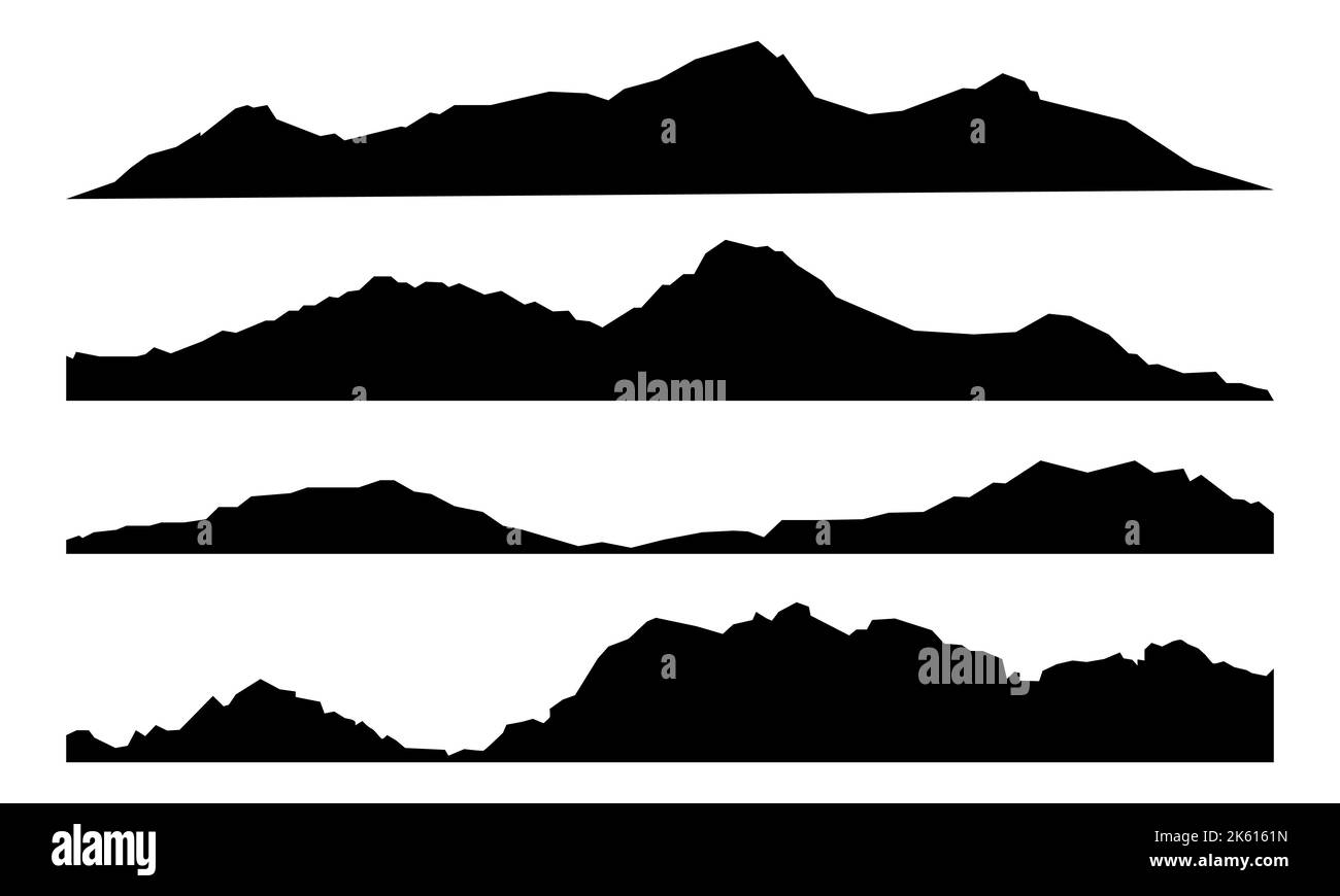 Set de silhouettes de montagne. Illustration vectorielle isolée sur fond blanc Illustration de Vecteur