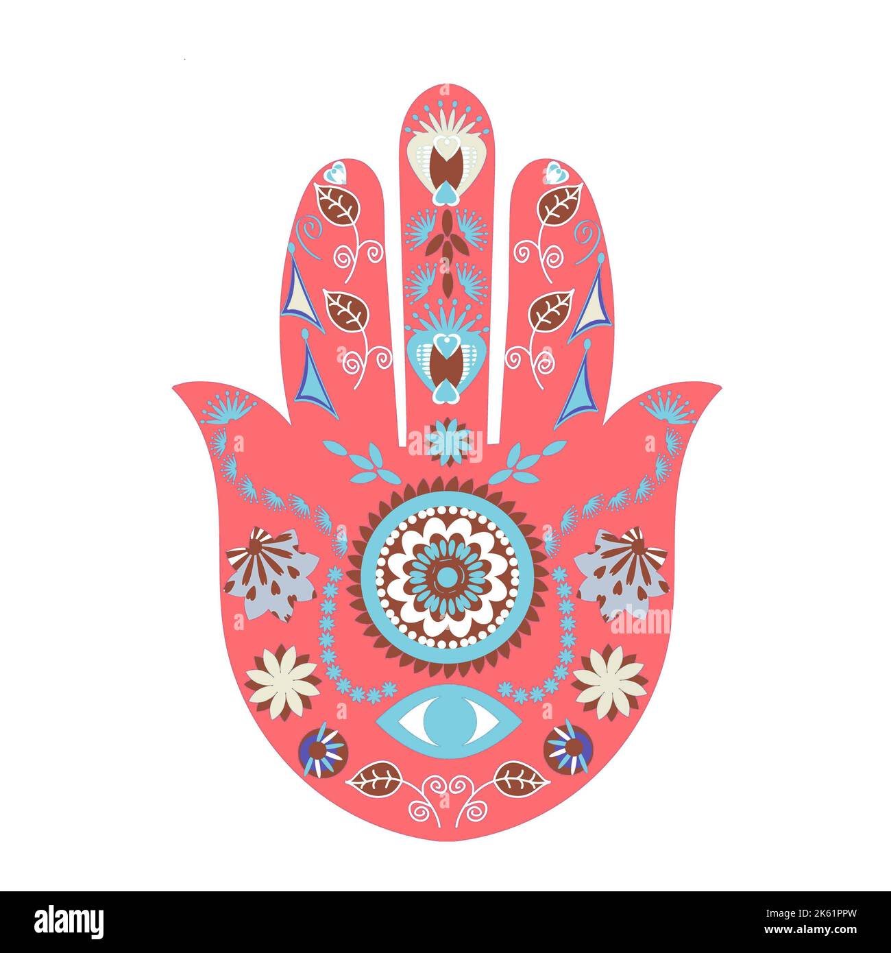 HAMSA illustration de main, main ou Miriam, mauvaise protection oculaire. Banque D'Images