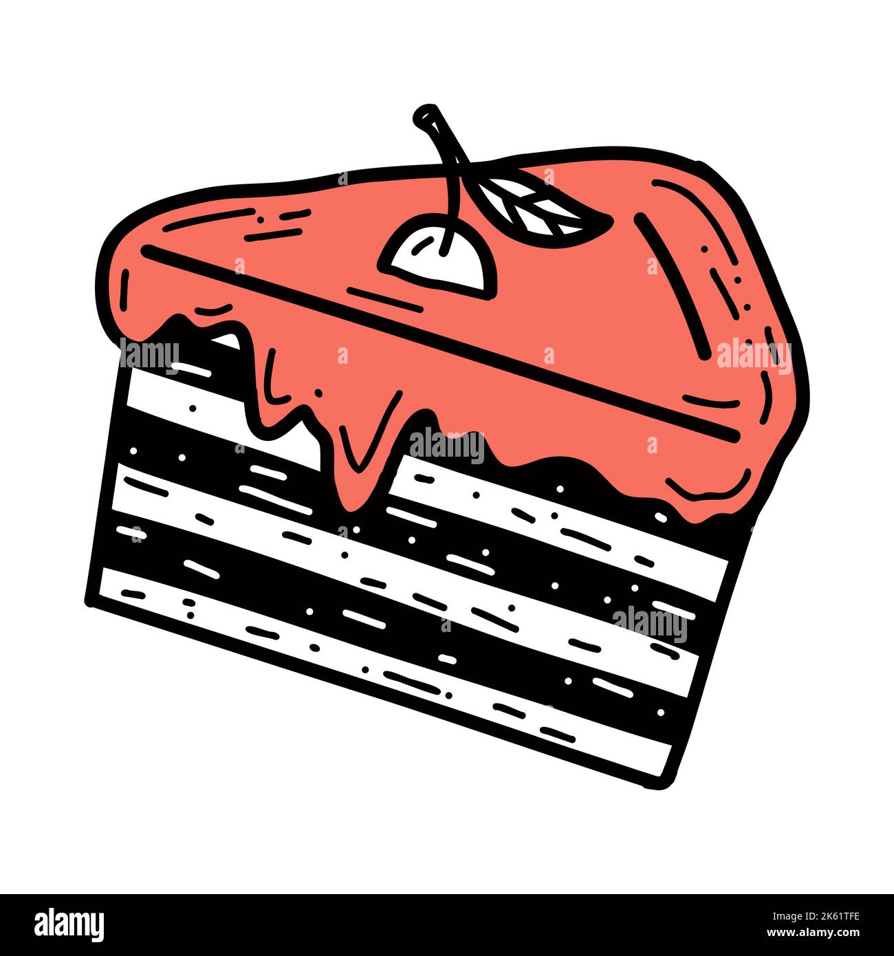 Gâteau à la cerise en forme de doodle Illustration de Vecteur