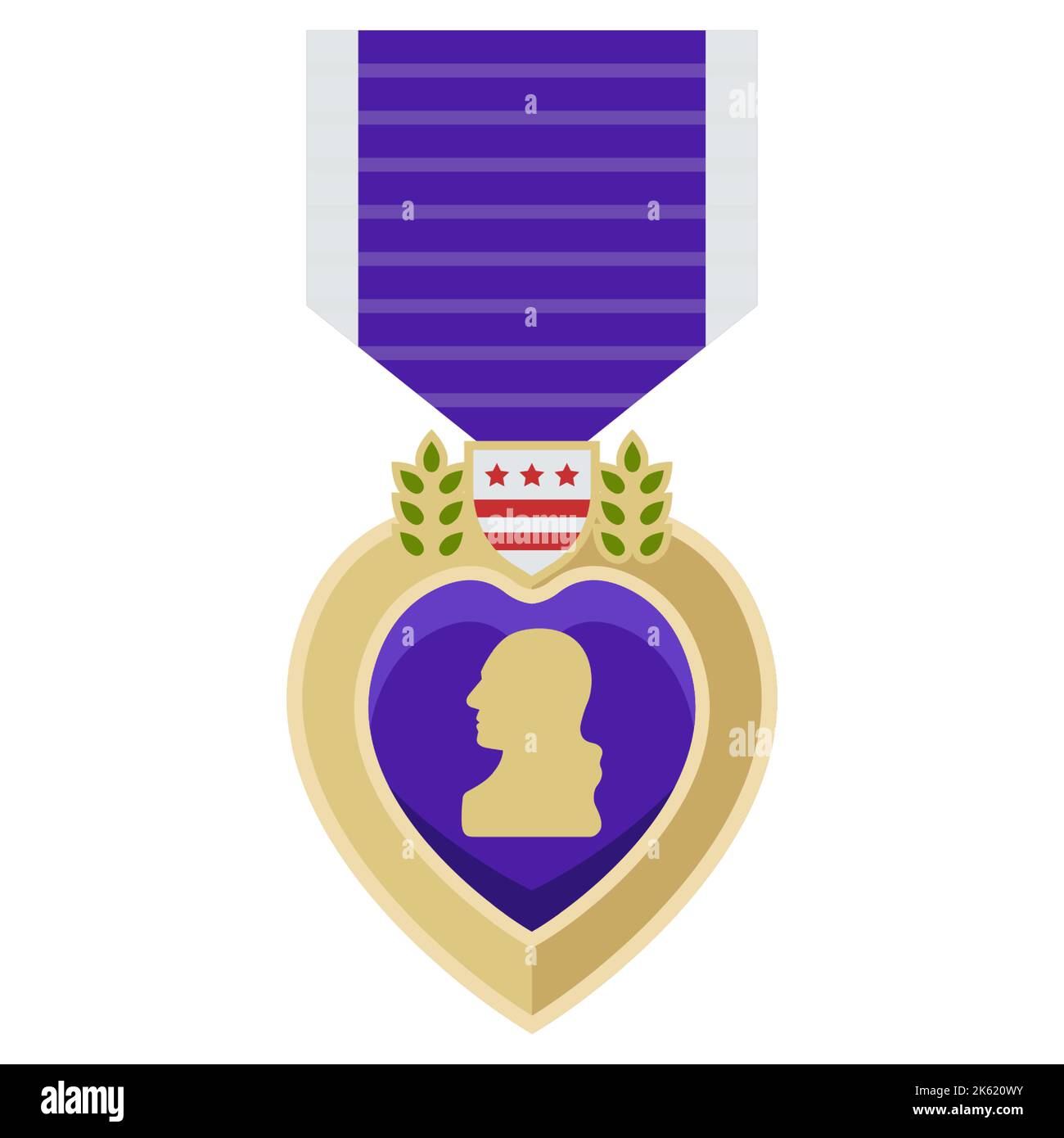 Médaille américaine coeur violet. Ordre du courage. illustration vectorielle plate. Illustration de Vecteur