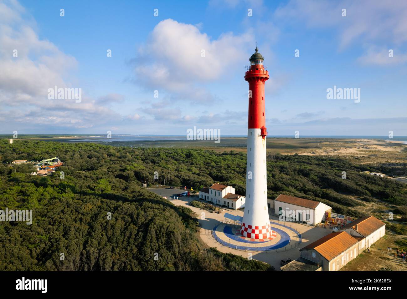 Photo aérienne du phare de la Coubre en Charente Maritime, France Banque D'Images