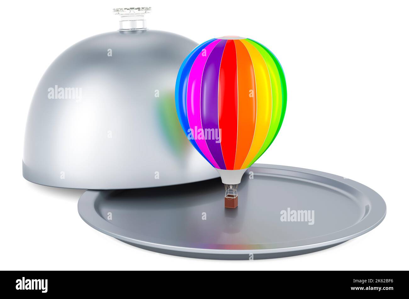 Restaurant cloche avec ballon d'air, aérostat. 3D rendu isolé sur fond blanc Banque D'Images