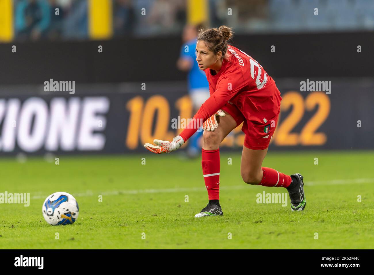 Genova, Italie. 10th octobre 2022. Francesca Durante (femmes d'Italie) pendant la coupe du monde de qualification Fifa ' Womens 2023 round friendly match' entre match entre les femmes d'Italie 0-1 Brésil femmes au stade Luigi Ferraris sur 10 octobre 2022 à Gênes, en Italie. Crédit : AFLO Co. Ltd./Alay Live News Banque D'Images