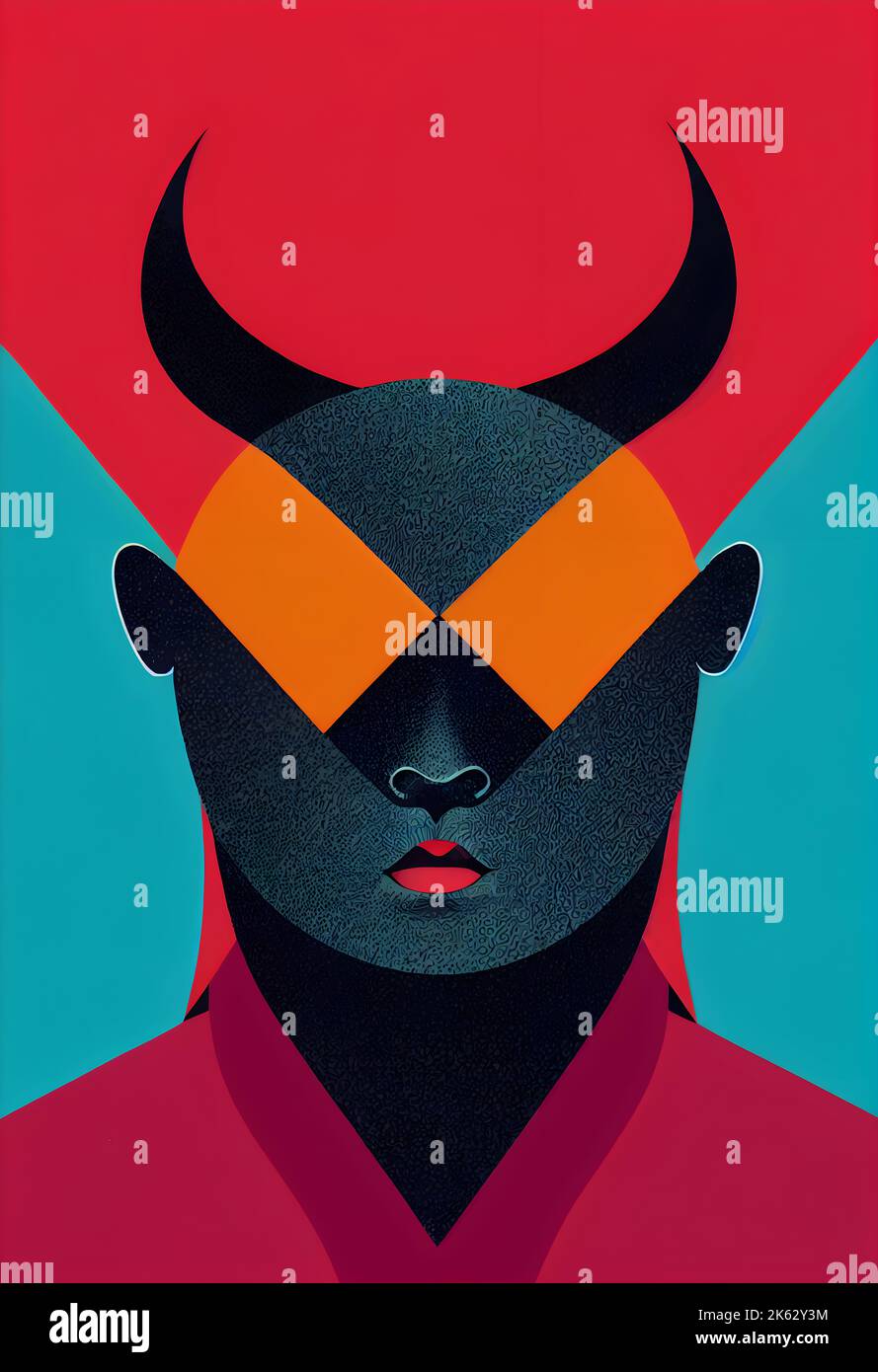 Illustration d'un diable abstrait dans un style ethnique Banque D'Images
