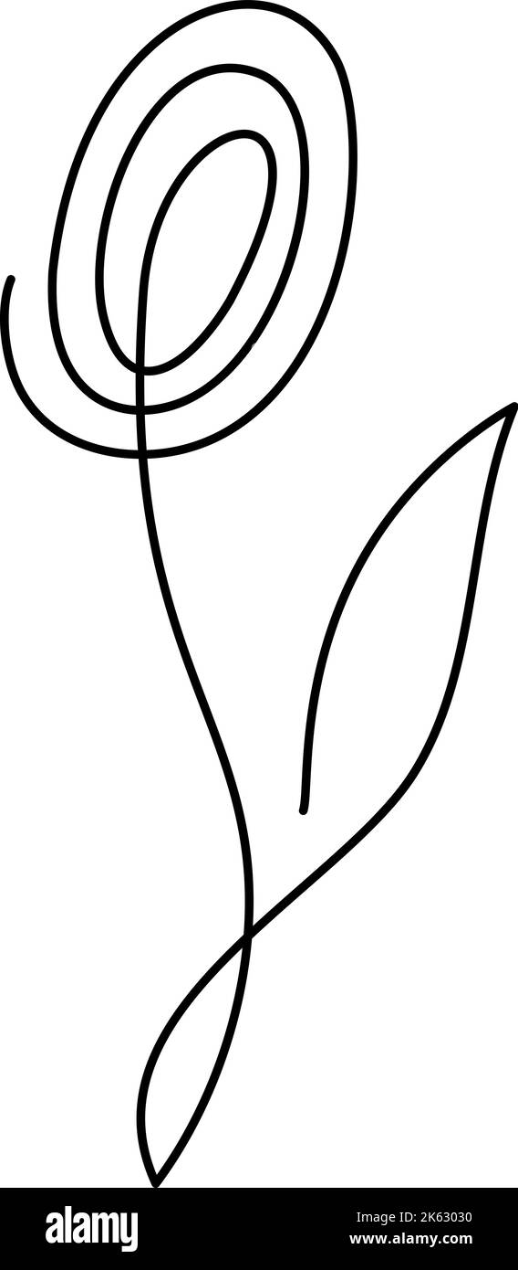 Fleur rose vecteur une ligne art logo. Dessin de contour minimaliste monoline. Illustration en ligne continue pour la bannière, la conception de livres, l'illustration Web Illustration de Vecteur