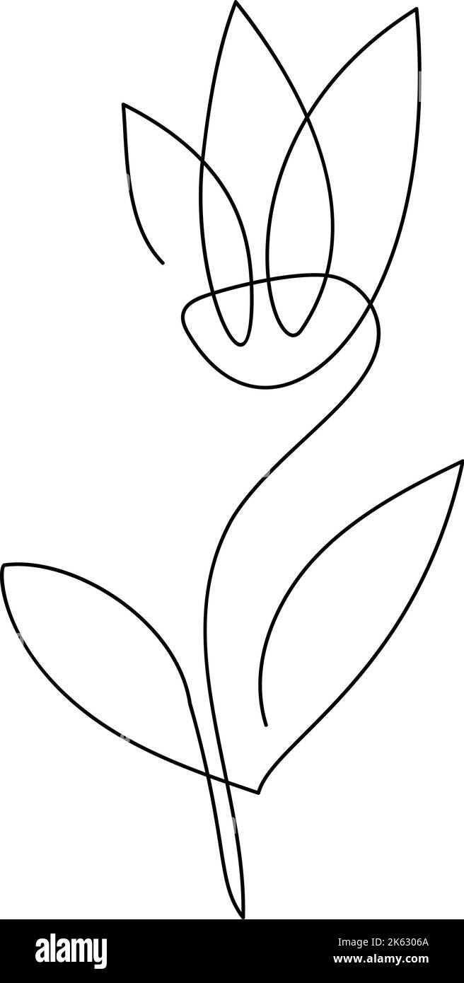 Fleur tulipe vecteur un logo d'art de ligne. Dessin de contour minimaliste monoline. Illustrations en ligne continue pour la bannière, la conception de livres, l'illustration Web Illustration de Vecteur